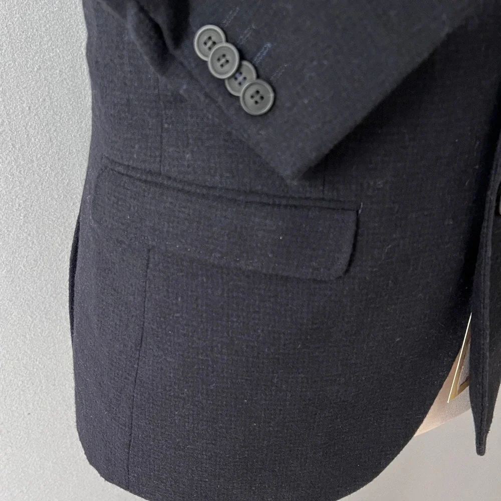 Selected Homme Shhoneanton Blazer Mens M EU48 Tall Navy Woven Tweed Wool Blend